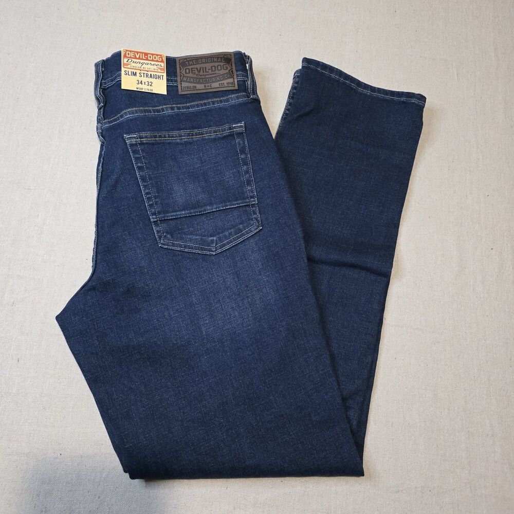 Devil Dog Dungarees Travis Slim Straight Jeans Men’s Size 34Wx32L New With Tags